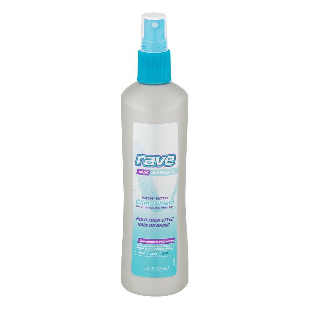 Rave 4X Mega Hairspray, Unscented, 11 Oz